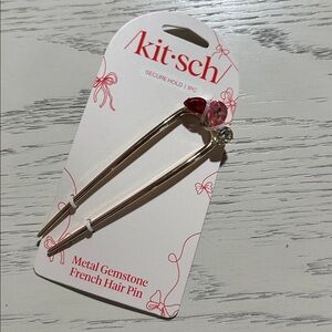 Kitsch Gold Metal and Gemstone French Hair Pin